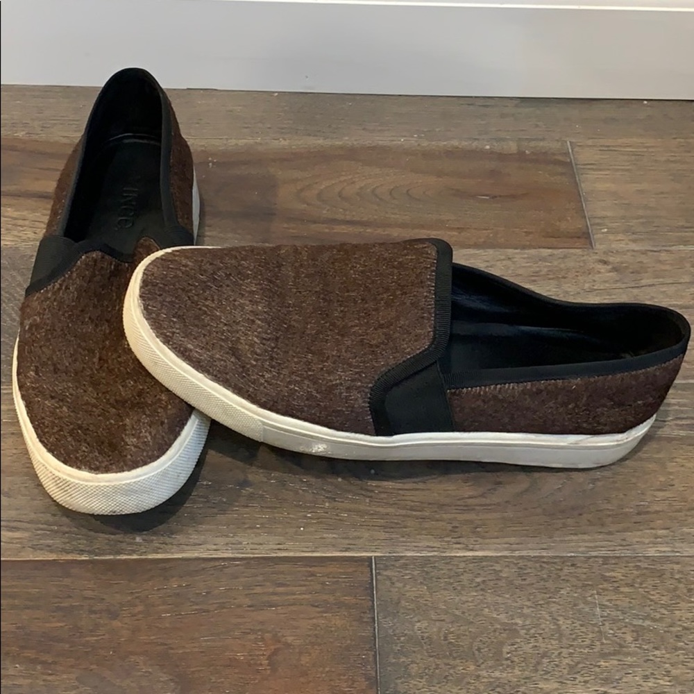 Vince fur slip-on sneakers